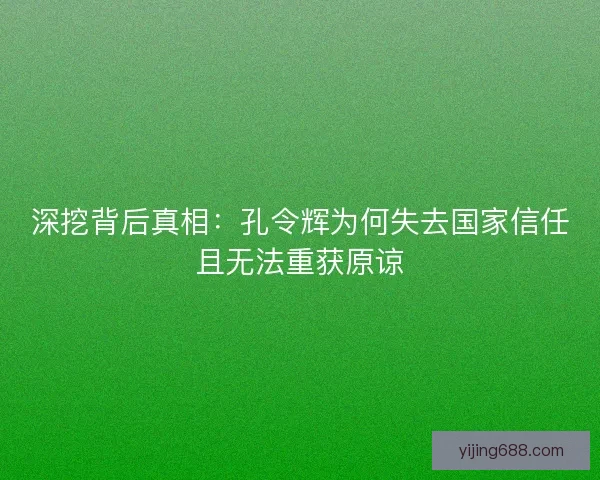 深挖背后真相：孔令辉为何失去国家信任且无法重获原谅