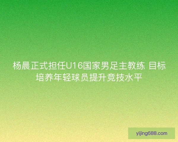 杨晨正式担任U16国家男足主教练 目标培养年轻球员提升竞技水平 杨晨正式担任U16国家男足主教练 目标培养年轻球员提升竞技水平